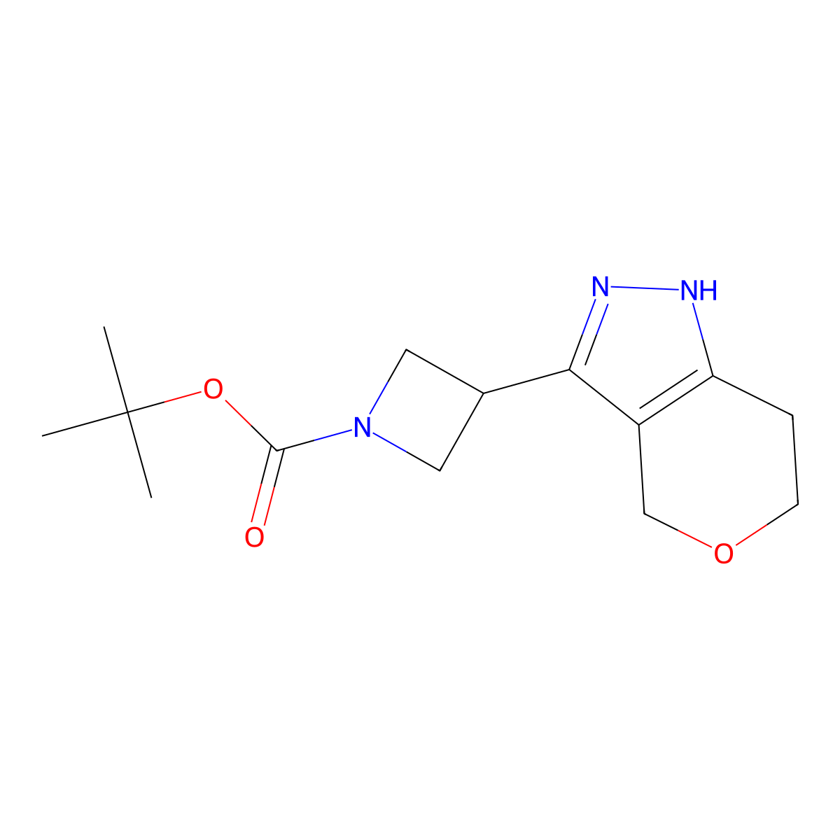 tert-butyl 3-{1H,4H,6H,7H-pyrano[4,3-c]pyrazol-3-yl}azetidine-1-carboxylate molecular structure, CAS 2138570-80-4