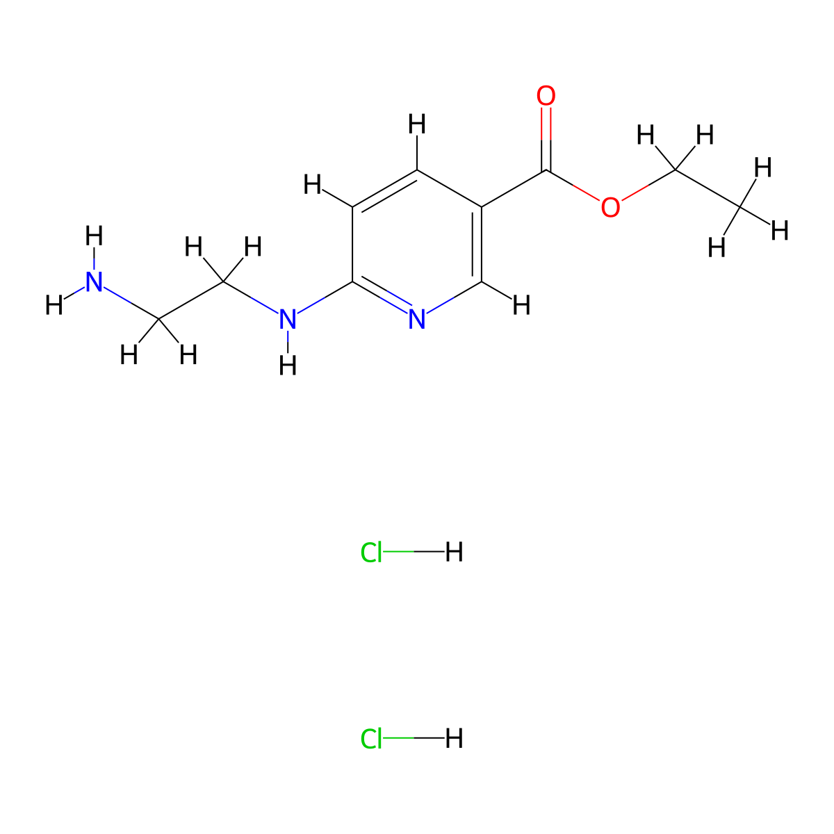 Ethyl 6-[(2-aminoethyl)amino]pyridine-3-carboxylate dihydrochloride molecular structure, CAS 2138571-93-2