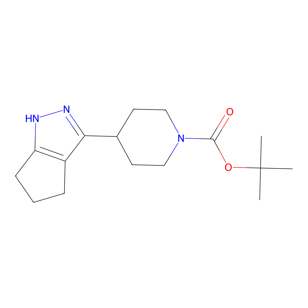 tert-butyl 4-{1H,4H,5H,6H-cyclopenta[c]pyrazol-3-yl}piperidine-1-carboxylate molecular structure, CAS 2138572-69-5