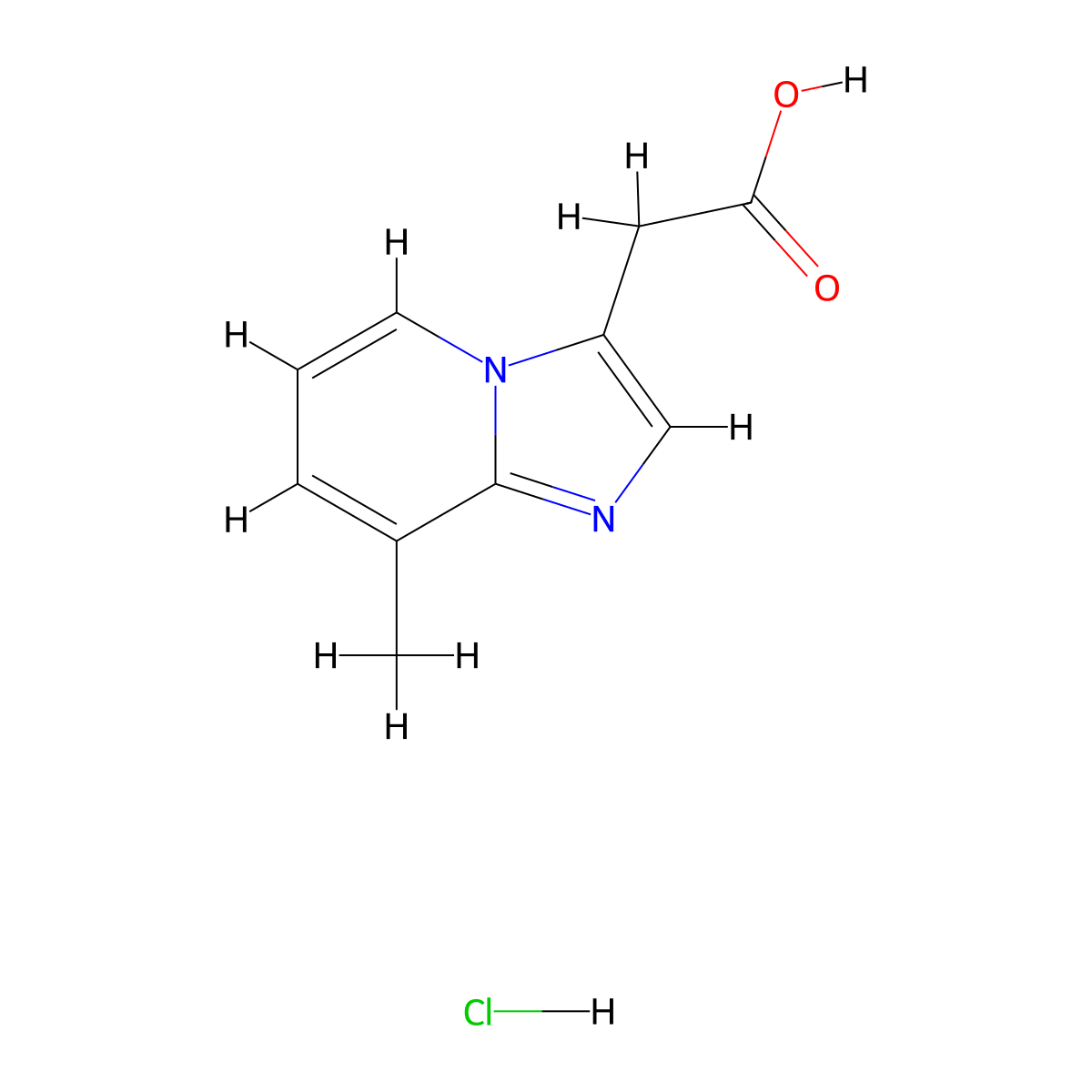 2-(8-Methylimidazo(1,2-a)pyridin-3-yl)acetic acid hydrochloride molecular structure, CAS 2138573-30-3