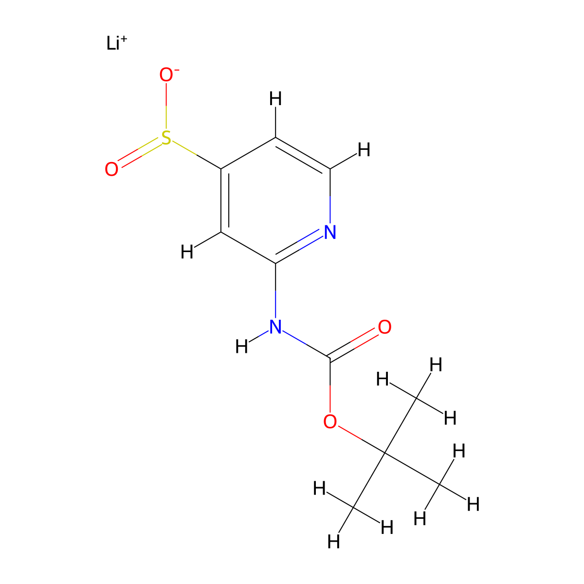 Lithium(1+) ion 2-{[(tert-butoxy)carbonyl]amino}pyridine-4-sulfinate molecular structure, CAS 2138573-46-1