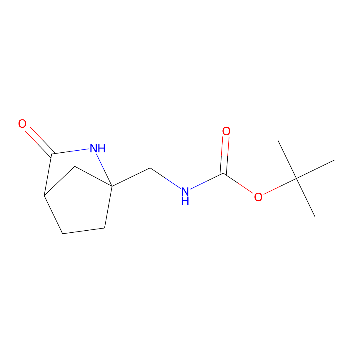 tert-butyl N-({3-oxo-2-azabicyclo[2.2.1]heptan-1-yl}methyl)carbamate molecular structure, CAS 2138573-70-1