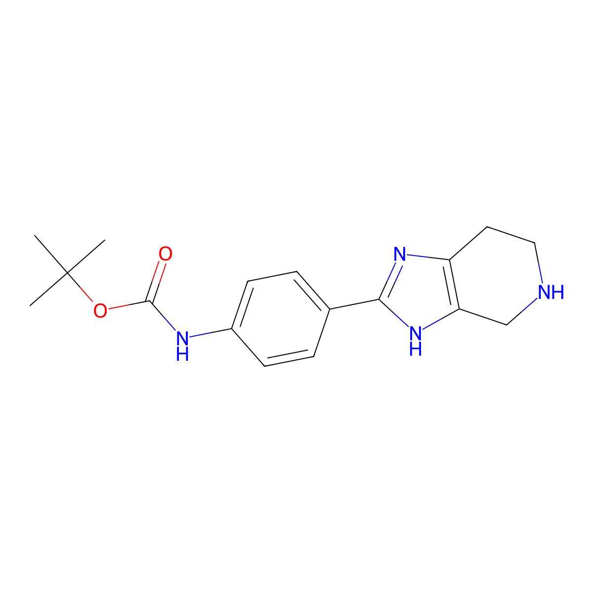 tert-butyl N-(4-(3H,4H,5H,6H,7H-imidazo(4,5-c)pyridin-2-yl)phenyl)carbamate molecular structure, CAS 2138576-52-8