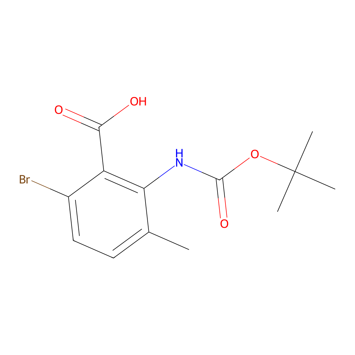 6-Bromo-2-{[(tert-butoxy)carbonyl]amino}-3-methylbenzoic acid molecular structure, CAS 2138586-74-8
