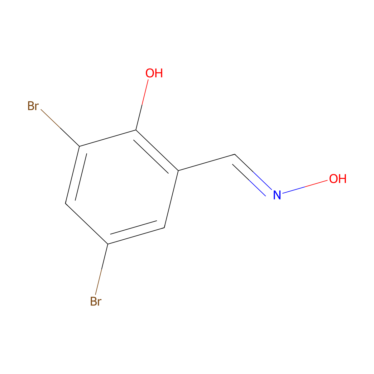 3,5-Dibromosalicylaldoxime molecular structure, CAS 21386-43-6