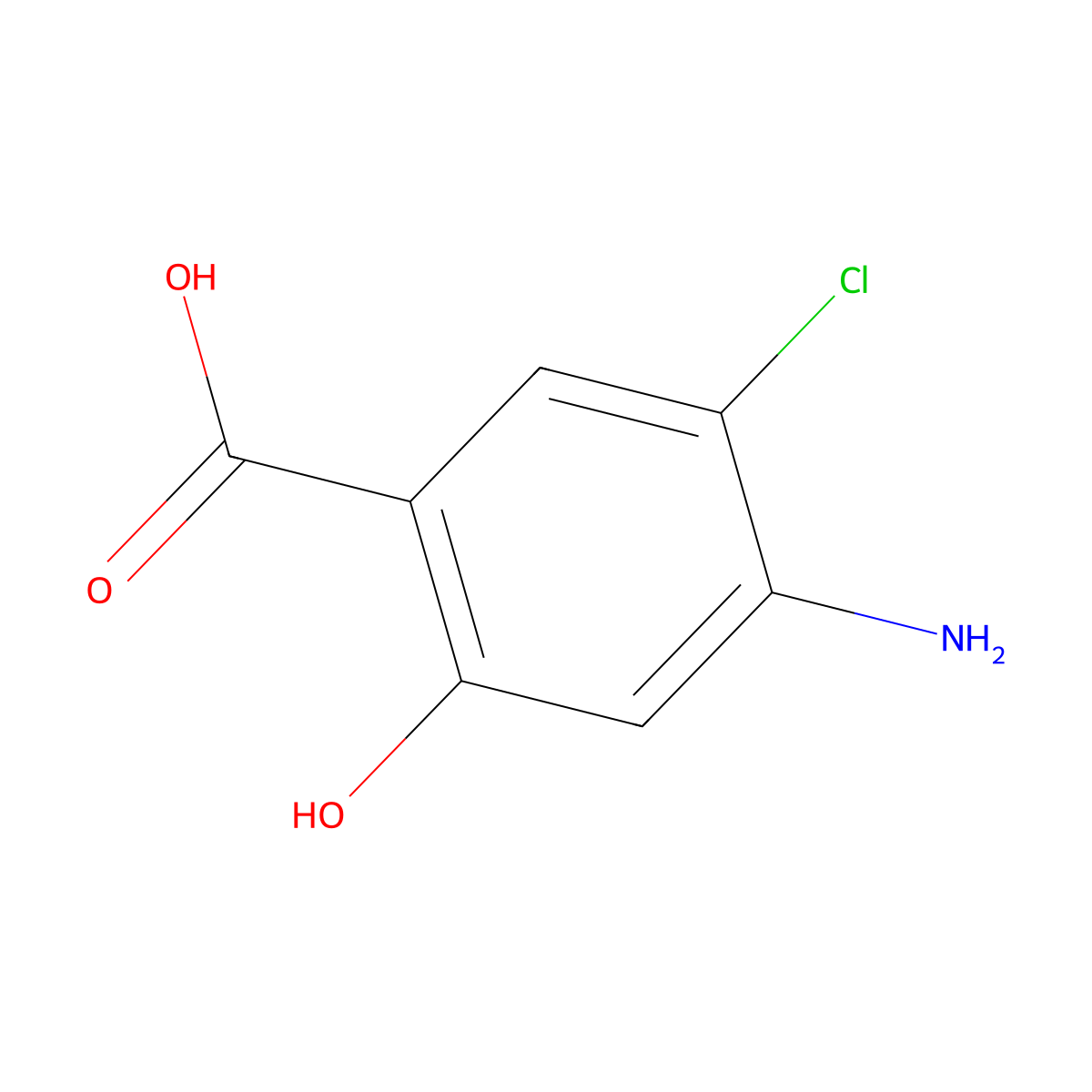 4-Amino-5-chloro-2-hydroxybenzoic acid molecular structure, CAS 21386-95-8