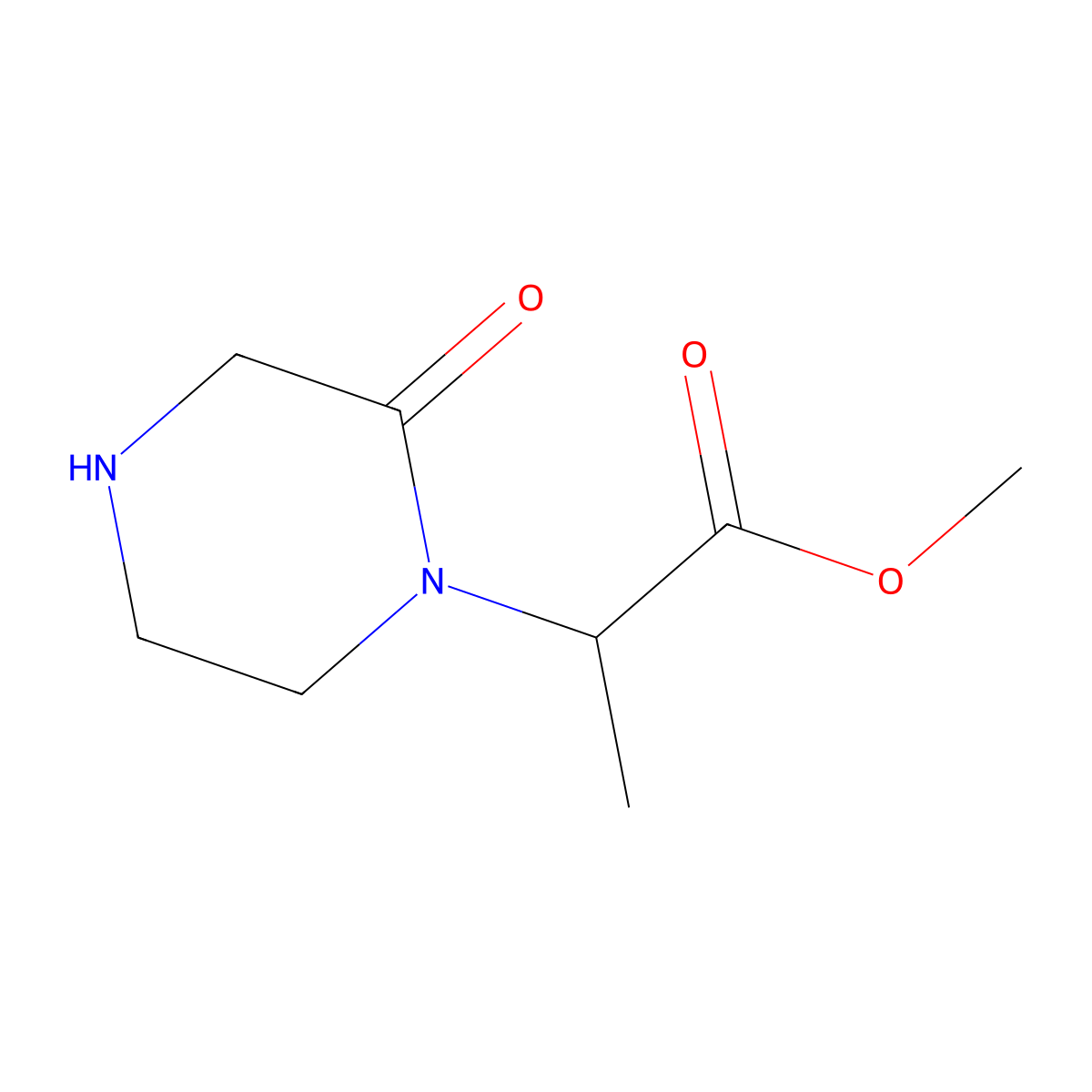 Methyl 2-(2-oxopiperazin-1-yl)propanoate molecular structure, CAS 2138741-50-9