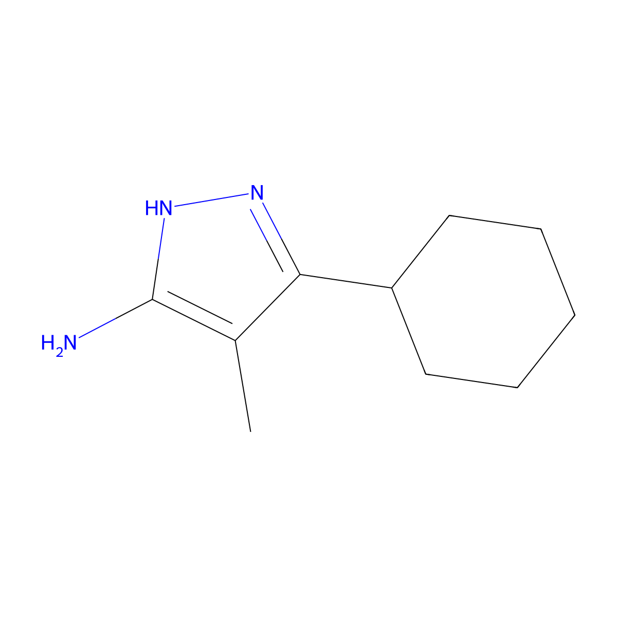 3-cyclohexyl-4-methyl-1H-pyrazol-5-amine molecular structure, CAS 2138741-74-7