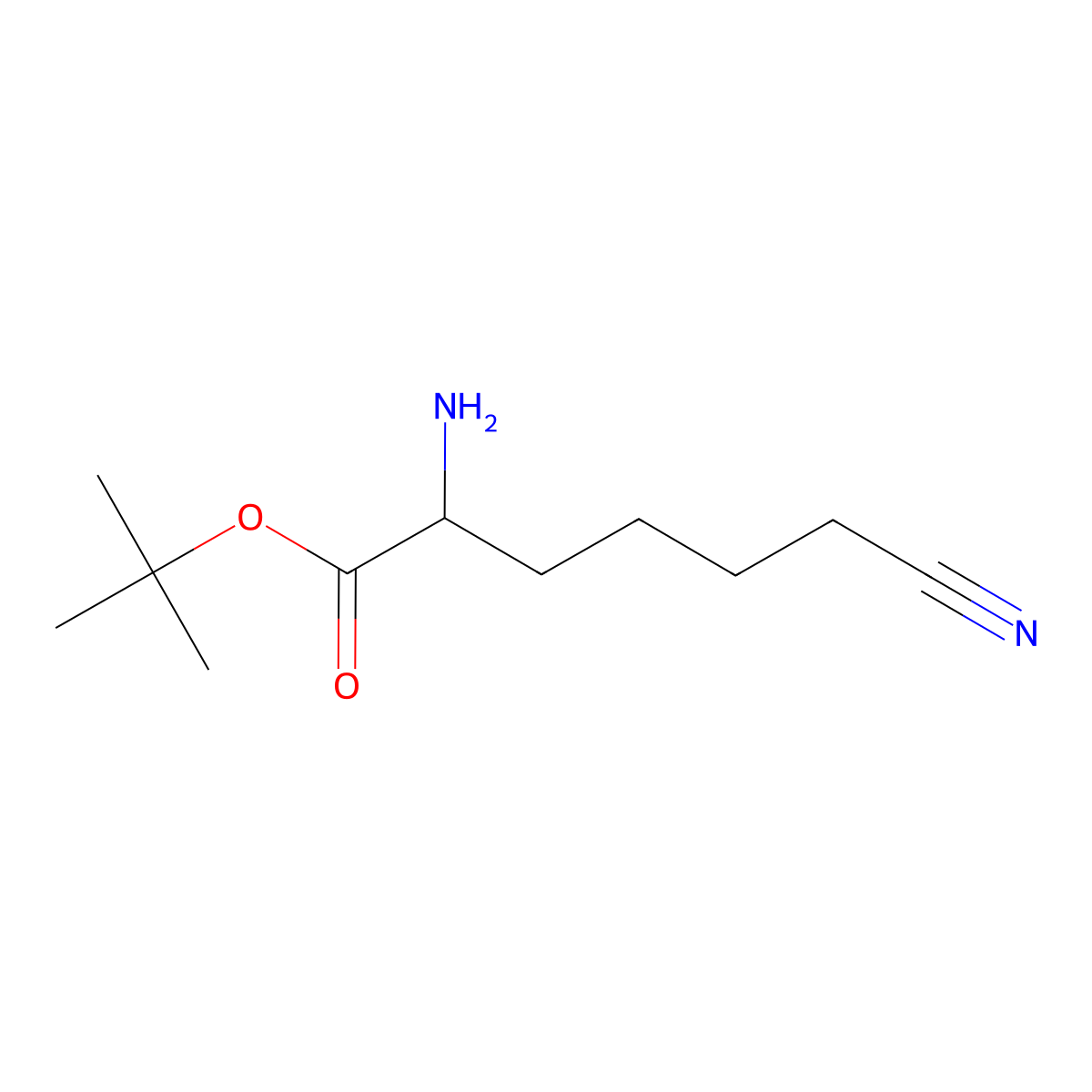 Tert-butyl 2-amino-6-cyanohexanoate molecular structure, CAS 2138741-75-8