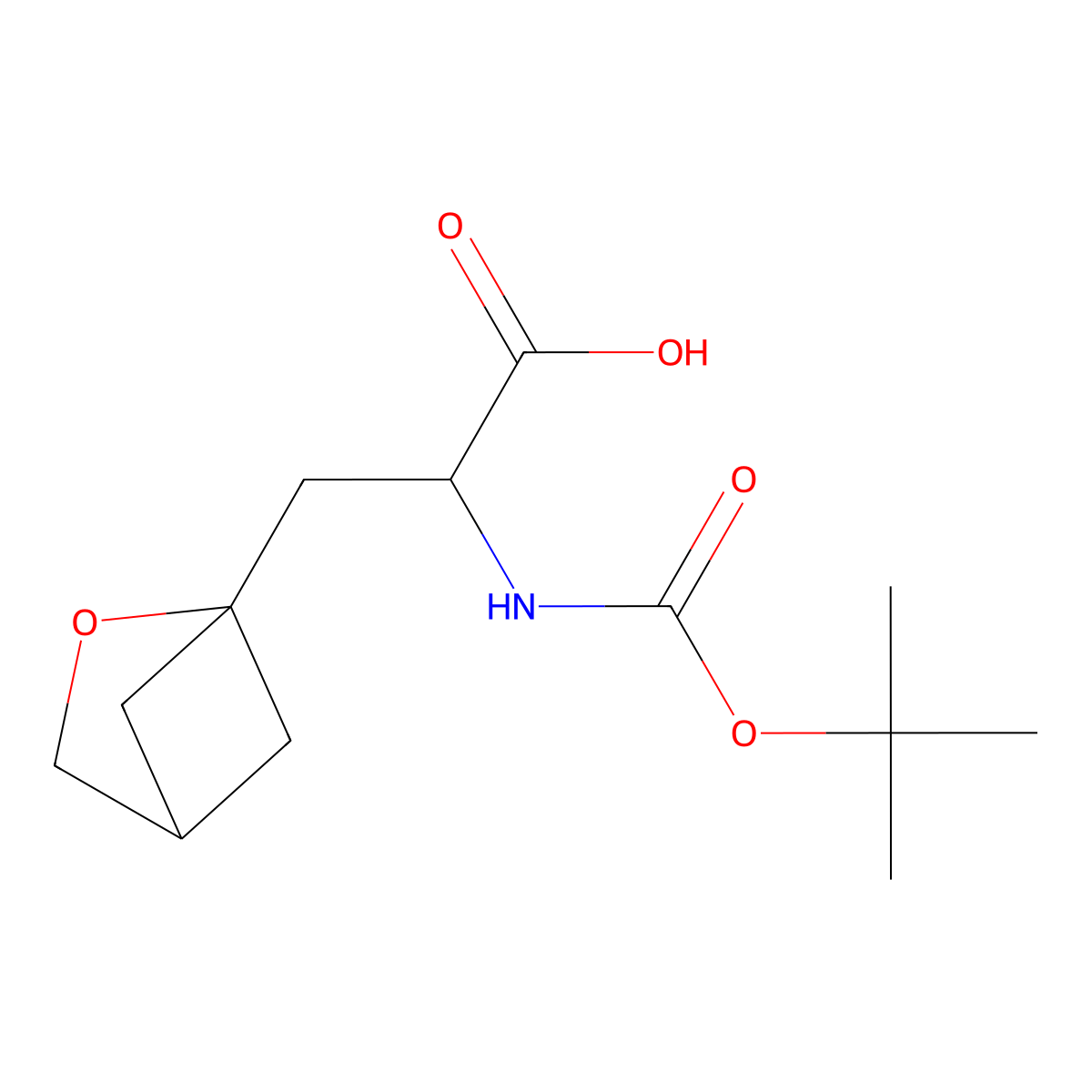 2-(((Tert-butoxy)carbonyl)amino)-3-(2-oxabicyclo(2.1.1)hexan-1-yl)propanoic acid molecular structure, CAS 2138754-47-7