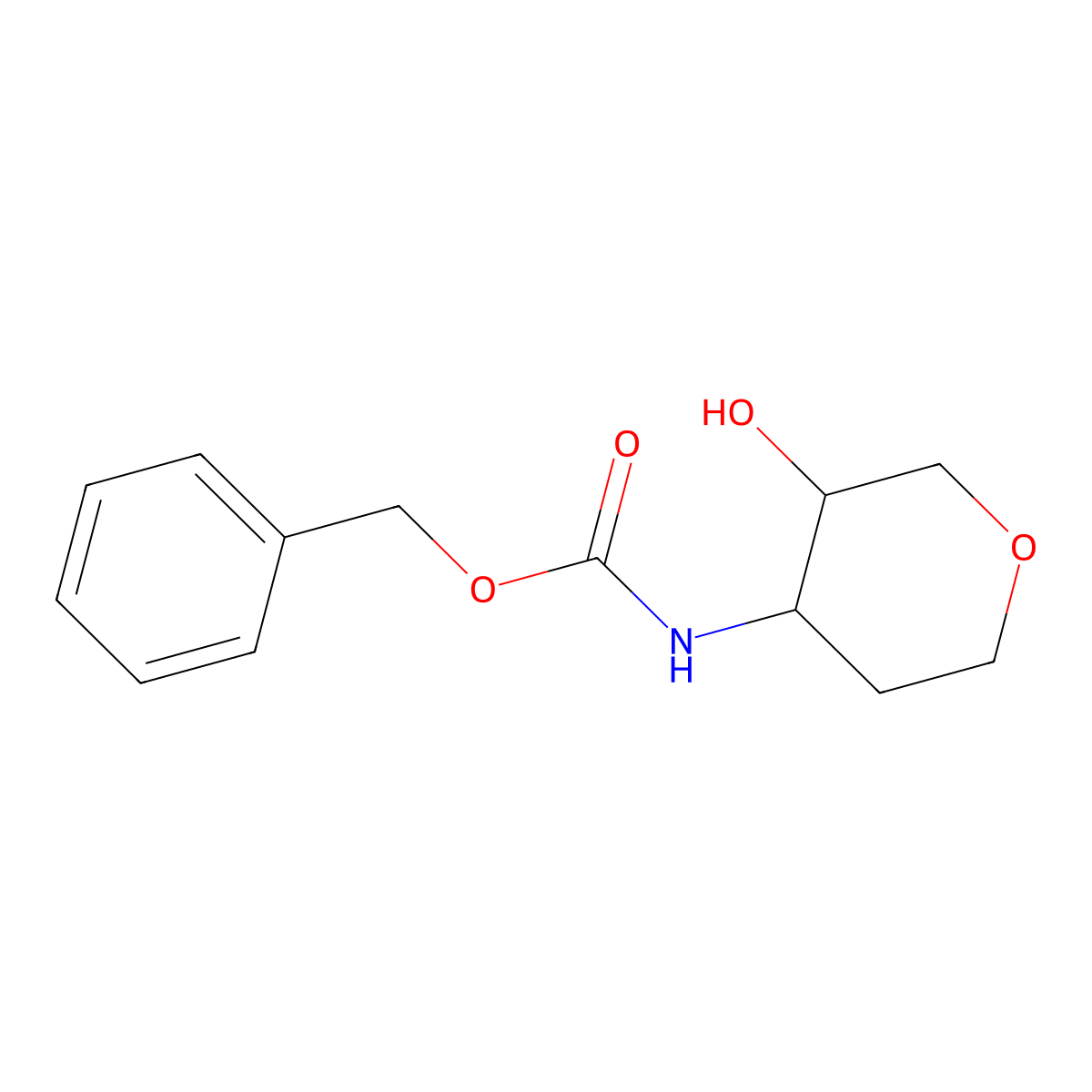 benzyl N-(3-hydroxyoxan-4-yl)carbamate molecular structure, CAS 2138758-25-3