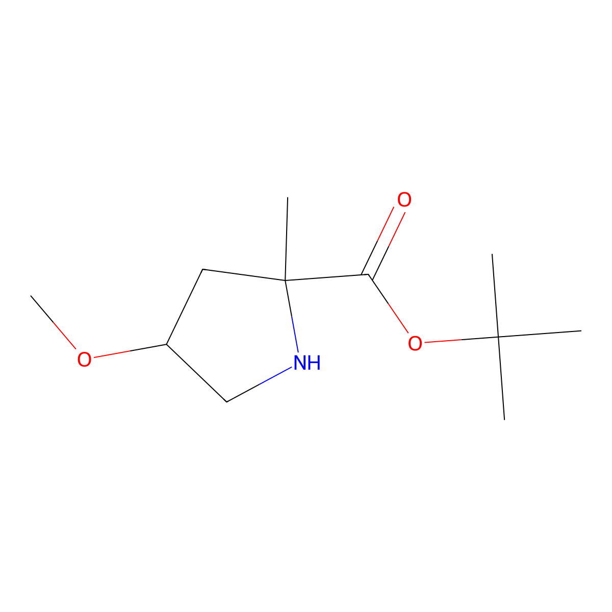 Tert-butyl 4-methoxy-2-methylpyrrolidine-2-carboxylate molecular structure, CAS 2138764-62-0