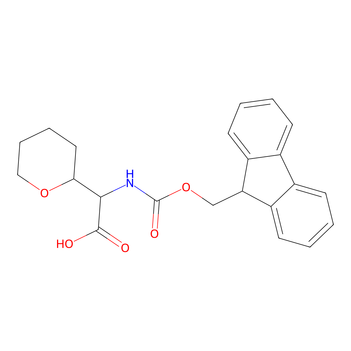 2-({[(9H-fluoren-9-yl)methoxy]carbonyl}amino)-2-(oxan-2-yl)acetic acid molecular structure, CAS 2138790-60-8