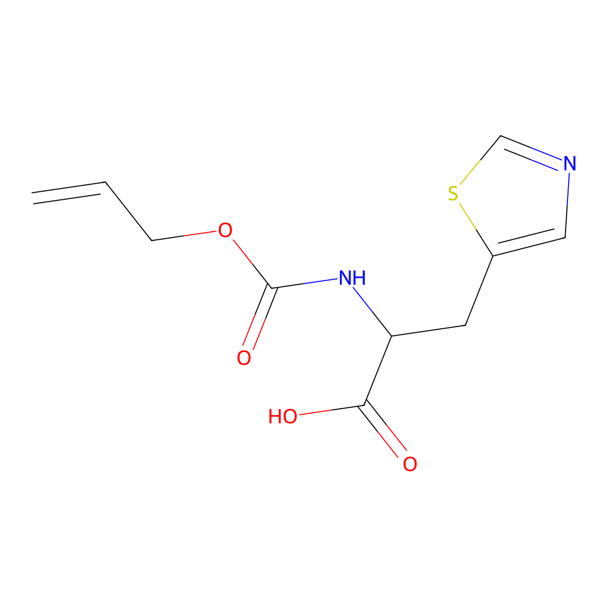 2-{[(Prop-2-en-1-yloxy)carbonyl]amino}-3-(1,3-thiazol-5-yl)propanoic acid molecular structure, CAS 2138796-70-8
