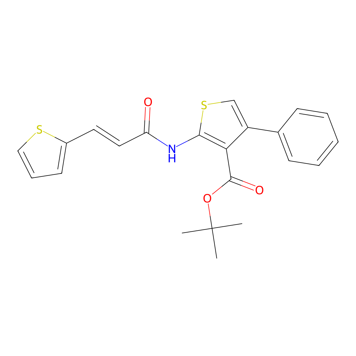 tert-butyl 4-phenyl-2-[(2E)-3-(thiophen-2-yl)prop-2-enamido]thiophene-3-carboxylate molecular structure, CAS 2138805-83-9