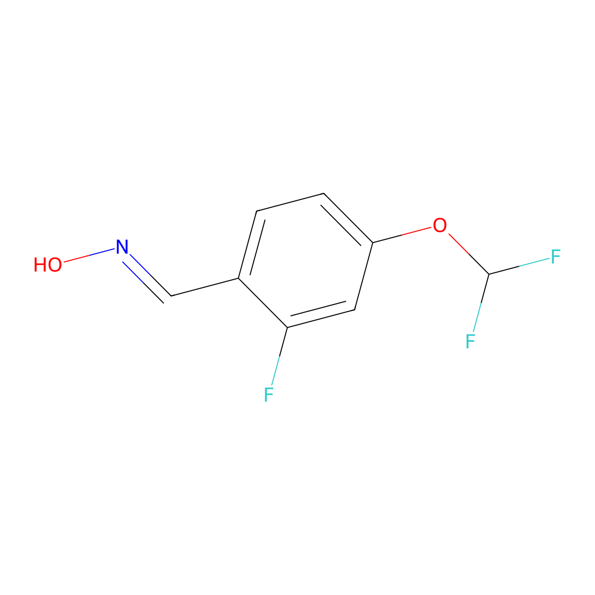 N-{[4-(difluoromethoxy)-2-fluorophenyl]methylidene}hydroxylamine molecular structure, CAS 2138806-56-9