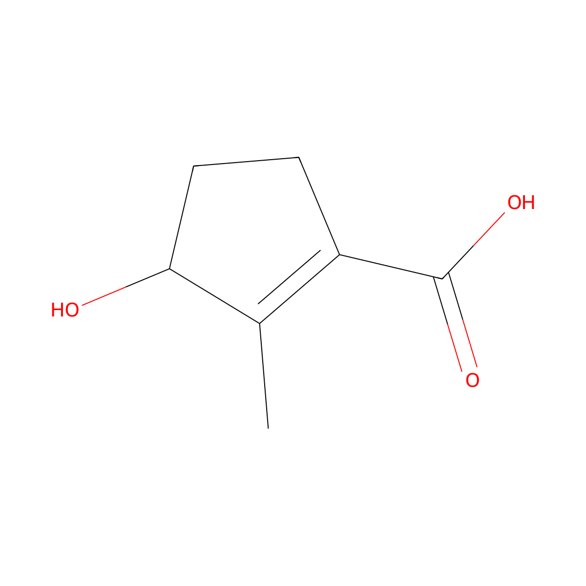 3-Hydroxy-2-methylcyclopent-1-ene-1-carboxylic acid molecular structure, CAS 2138813-58-6