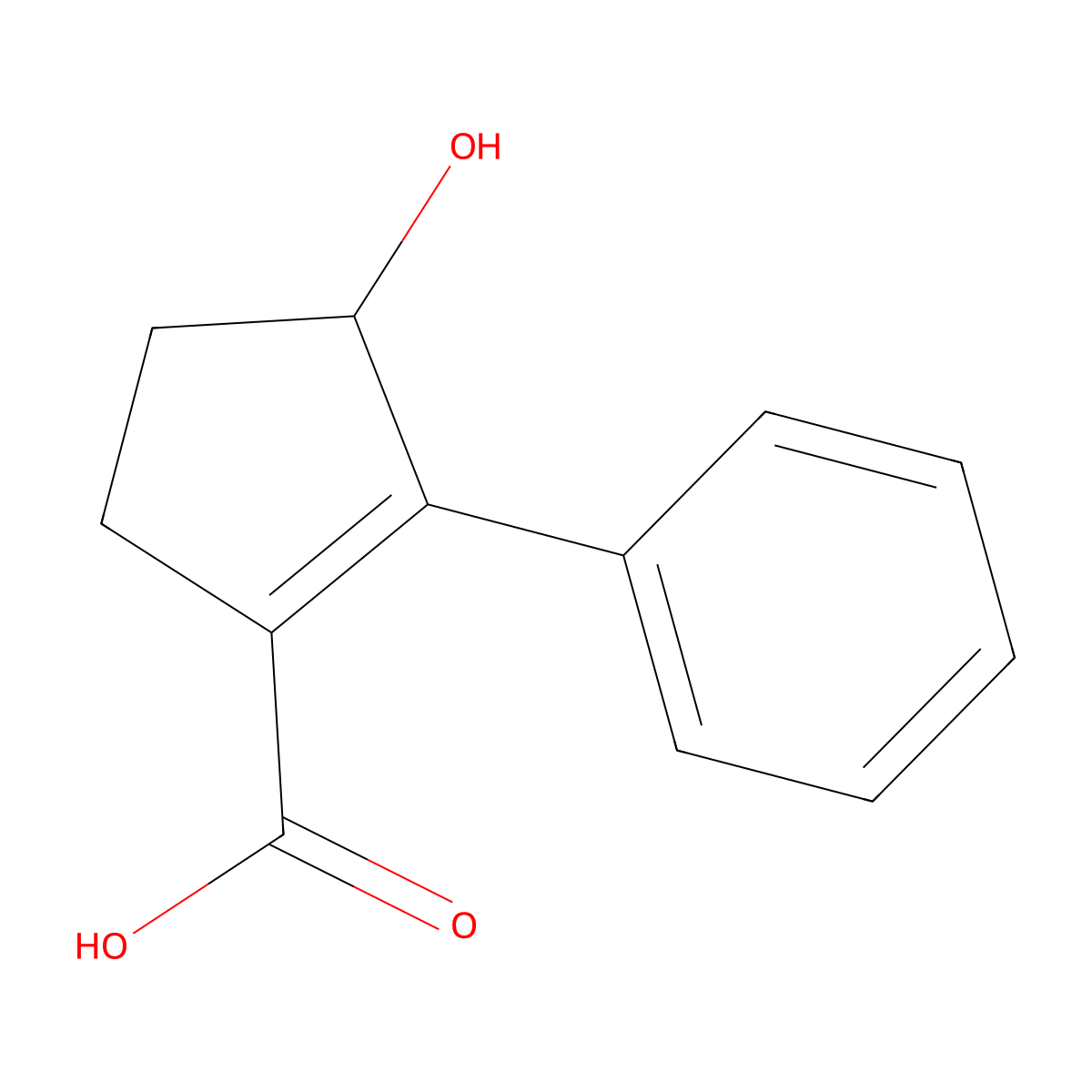 3-Hydroxy-2-phenylcyclopent-1-ene-1-carboxylic acid molecular structure, CAS 2138813-63-3