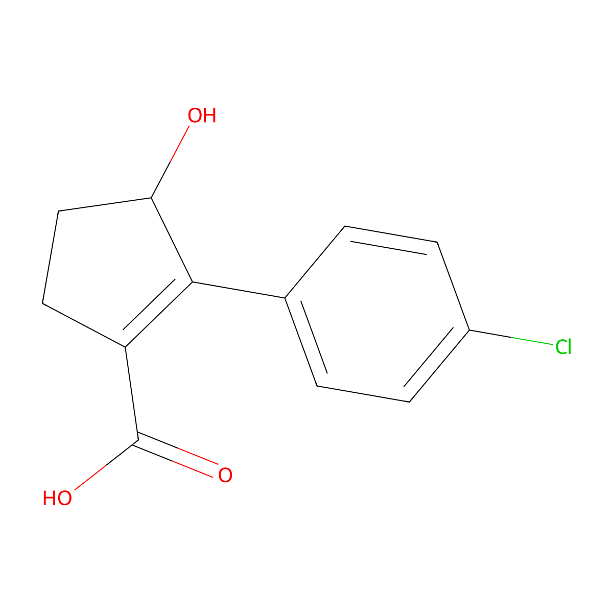 2-(4-Chlorophenyl)-3-hydroxycyclopent-1-ene-1-carboxylic acid molecular structure, CAS 2138813-64-4