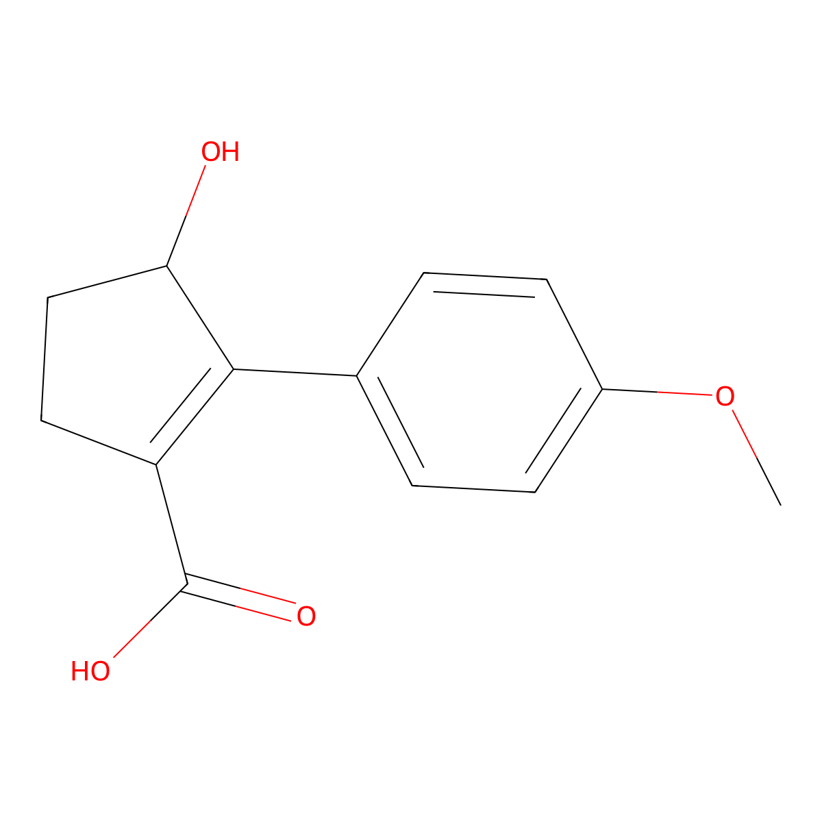3-Hydroxy-2-(4-methoxyphenyl)cyclopent-1-ene-1-carboxylic acid molecular structure, CAS 2138813-66-6
