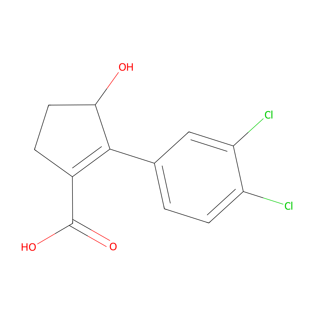 2-(3,4-Dichlorophenyl)-3-hydroxycyclopent-1-ene-1-carboxylic acid molecular structure, CAS 2138813-67-7