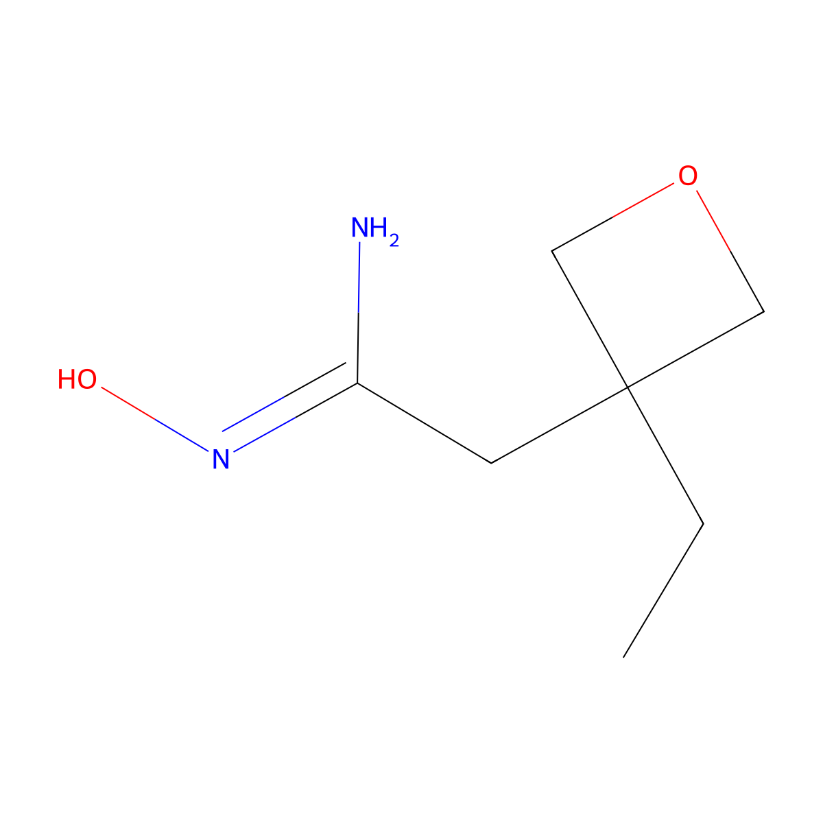 2-(3-ethyloxetan-3-yl)-N'-hydroxyethanimidamide molecular structure, CAS 2138817-73-7