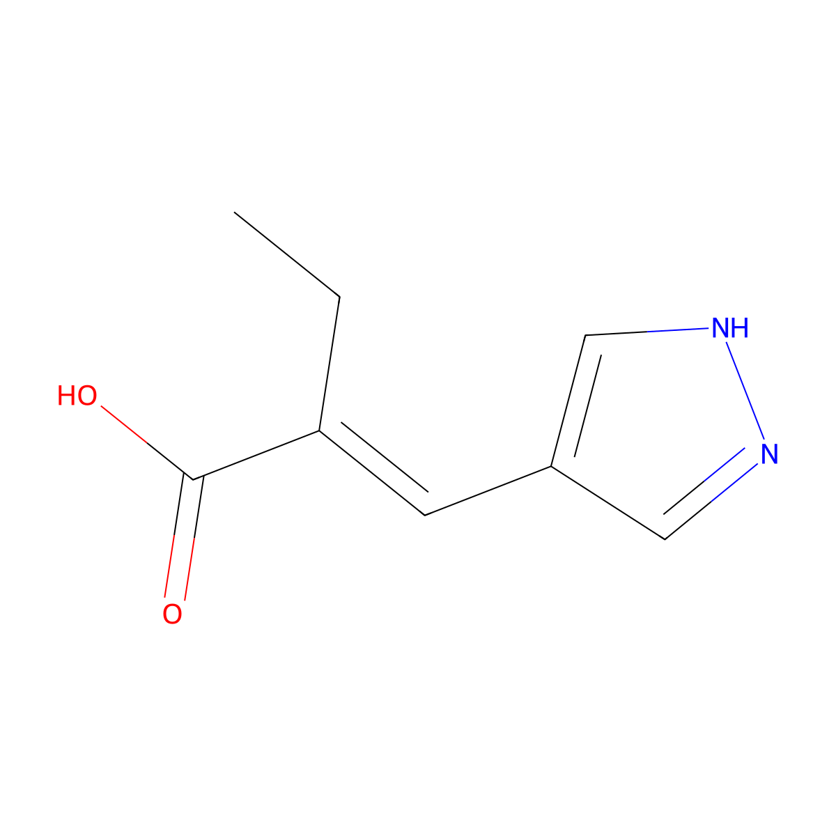 (2E)-2-[(1H-pyrazol-4-yl)methylidene]butanoic acid molecular structure, CAS 2138821-00-6