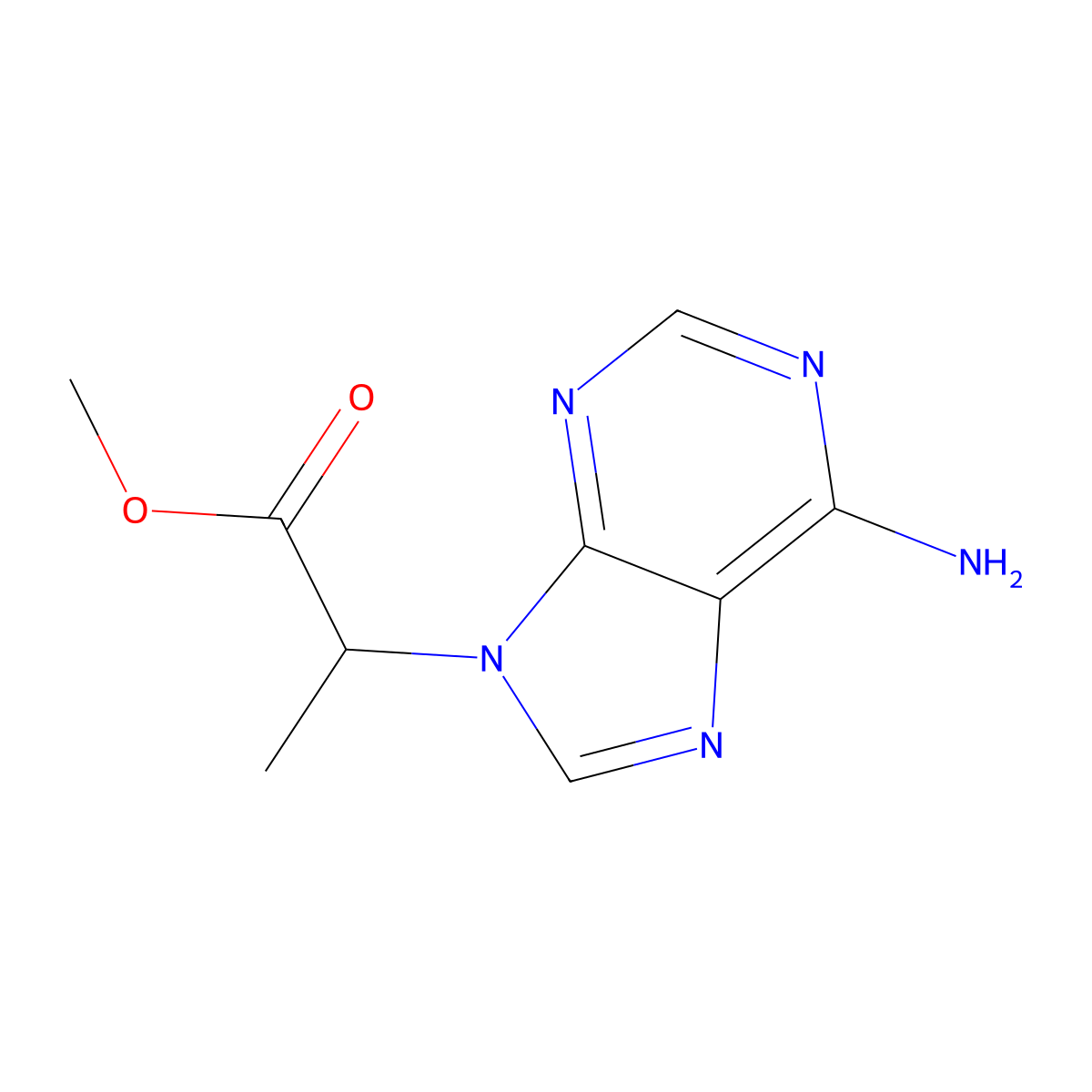methyl 2-(6-amino-9H-purin-9-yl)propanoate molecular structure, CAS 2138874-11-8