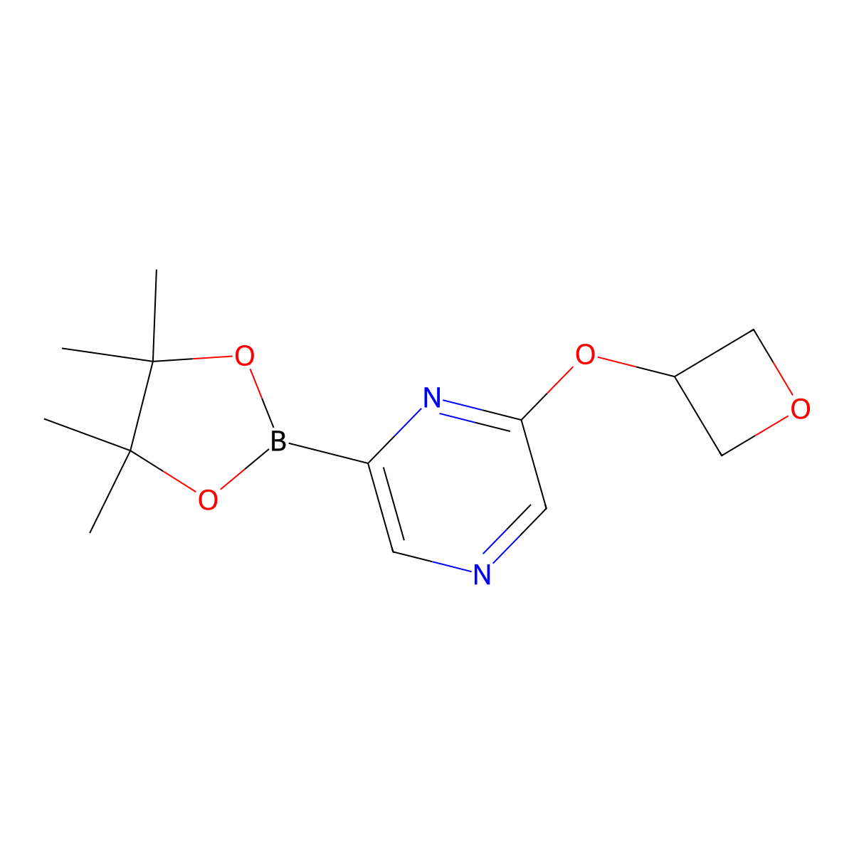 2-(Oxetan-3-yloxy)-6-(4,4,5,5-tetramethyl-1,3,2-dioxaborolan-2-yl)pyrazine molecular structure, CAS 2138879-93-1