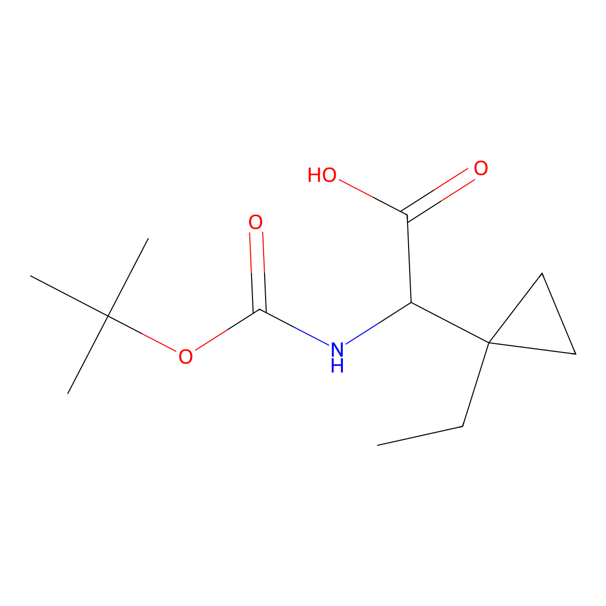 2-{[(Tert-butoxy)carbonyl]amino}-2-(1-ethylcyclopropyl)acetic acid molecular structure, CAS 2138946-97-9