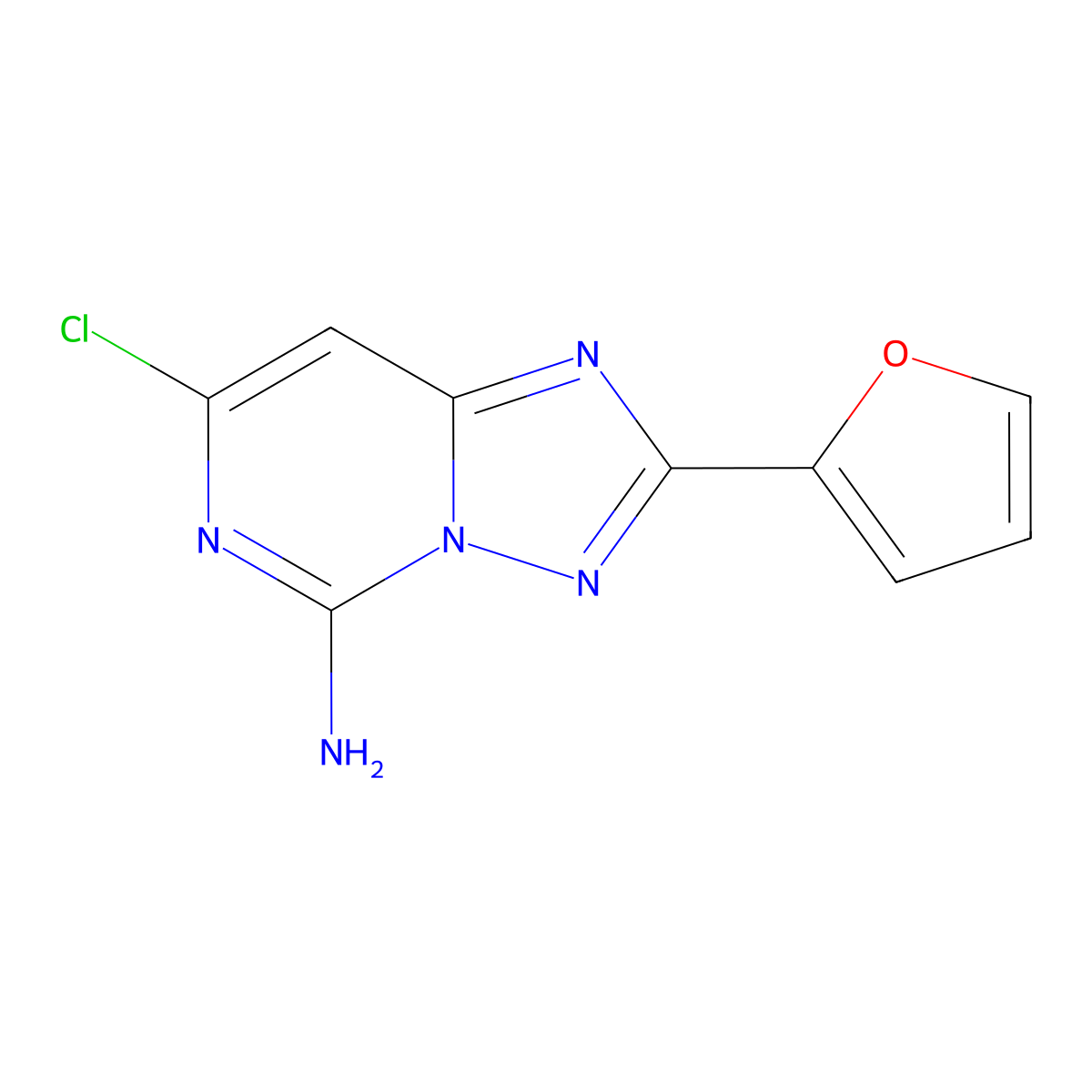 5-Amino-7-chloro-2-(2-furyl)[1,2,4]triazolo[1,5-c]pyrimidine molecular structure, CAS 213896-64-1