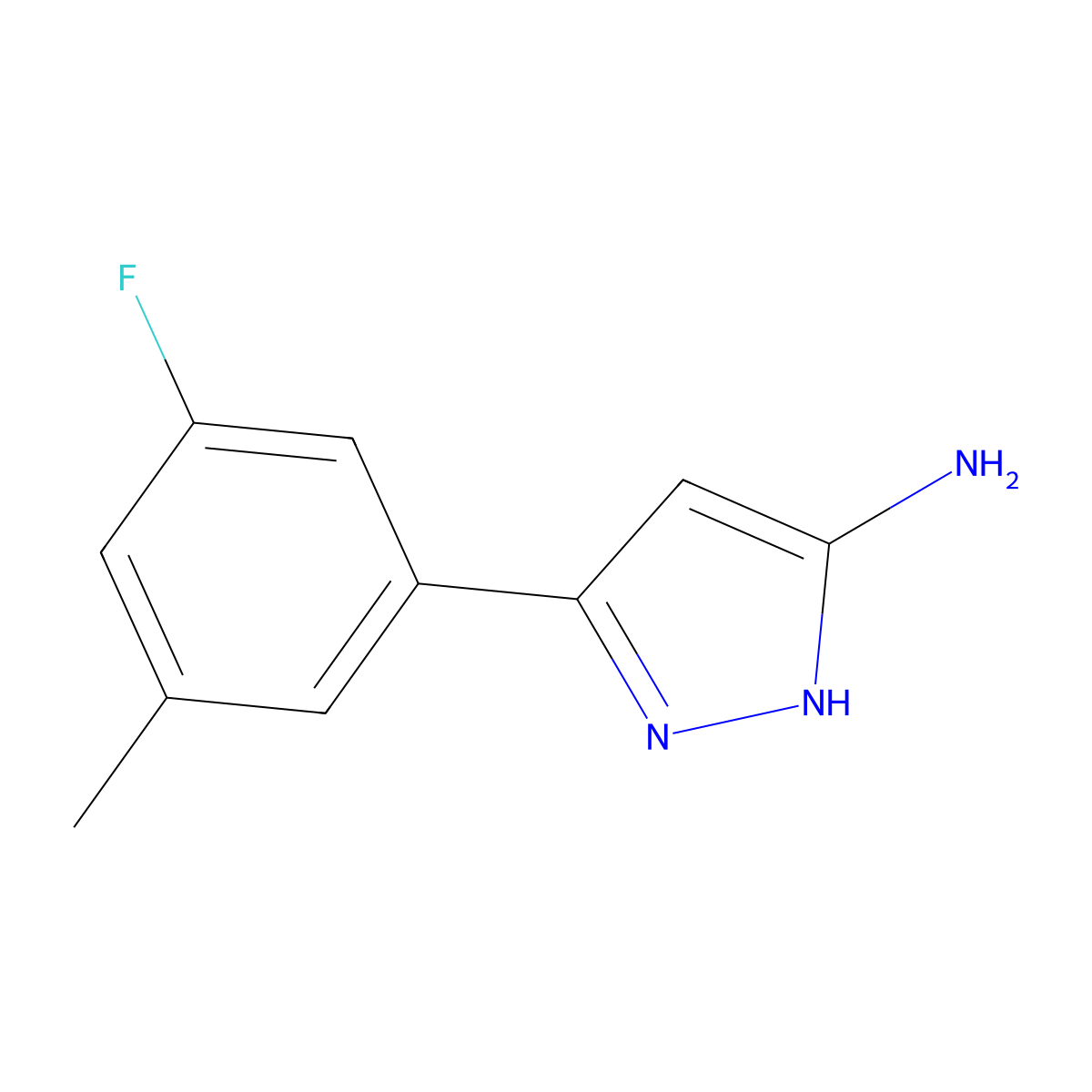 5-(3-fluoro-5-methylphenyl)-1H-pyrazol-3-amine molecular structure, CAS 2138971-14-7