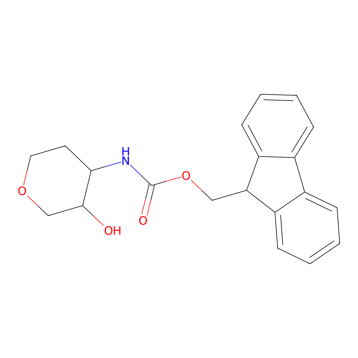 (9H-fluoren-9-yl)methyl N-(3-hydroxyoxan-4-yl)carbamate molecular structure, CAS 2138988-82-4