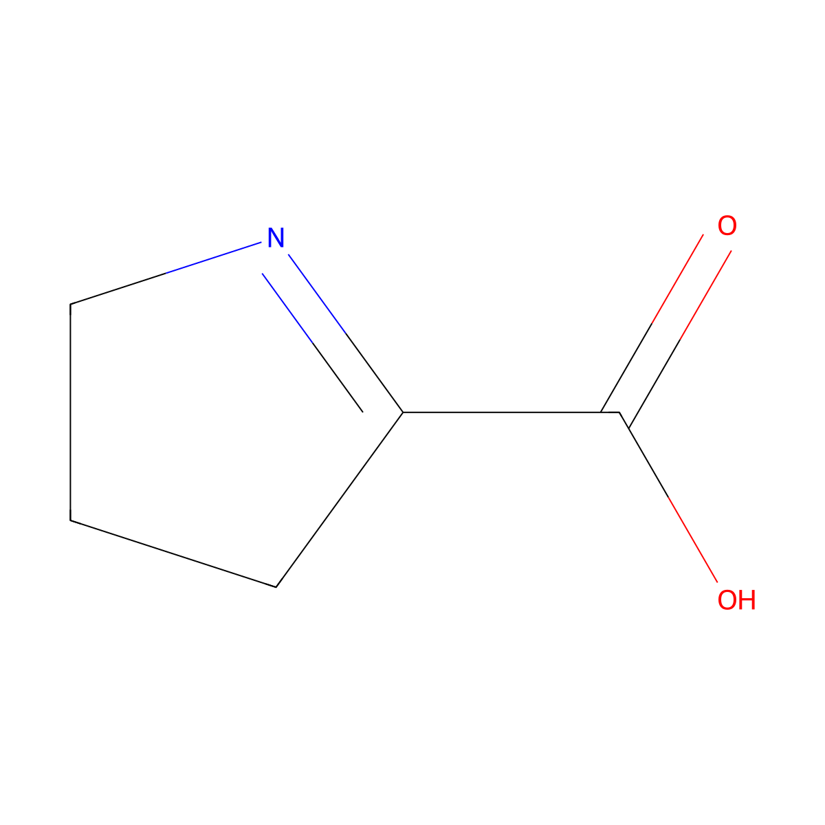 1-Pyrroline-2-carboxylic acid molecular structure, CAS 2139-03-9