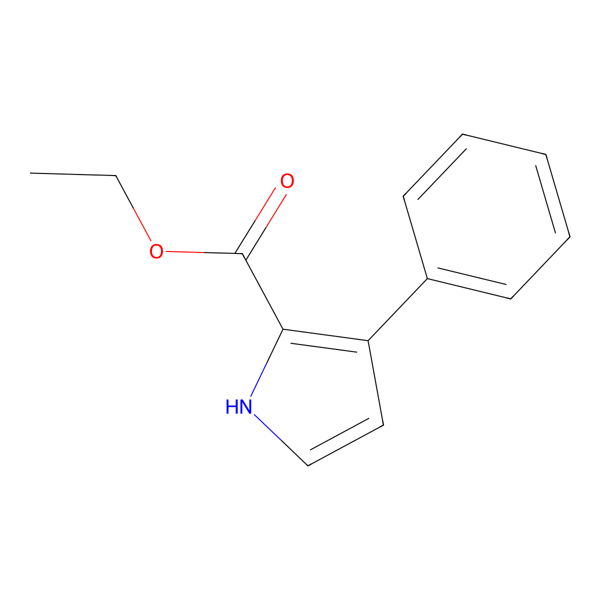 Ethyl 3-phenyl-1H-pyrrole-2-carboxylate molecular structure, CAS 21390-88-5