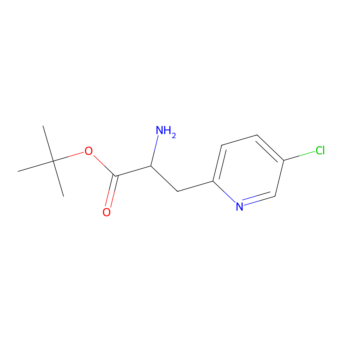 Tert-butyl 2-amino-3-(5-chloropyridin-2-yl)propanoate molecular structure, CAS 2139019-81-9