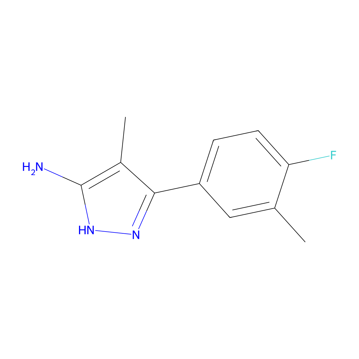3-(4-Fluoro-3-methylphenyl)-4-methyl-1h-pyrazol-5-amine molecular structure, CAS 2139025-19-5