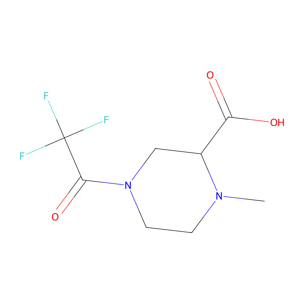 1-Methyl-4-(trifluoroacetyl)piperazine-2-carboxylic acid molecular structure, CAS 2139037-22-0