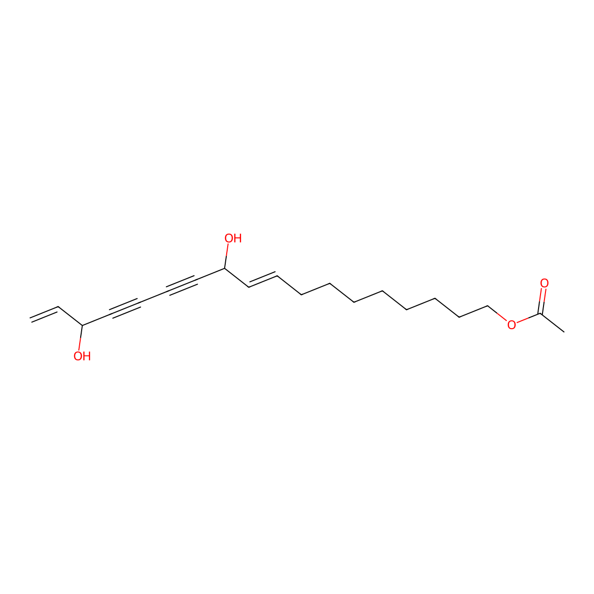 11,16-Dihydroxyoctadeca-9,17-diene-12,14-diyn-1-yl acetate molecular structure, CAS 213905-35-2