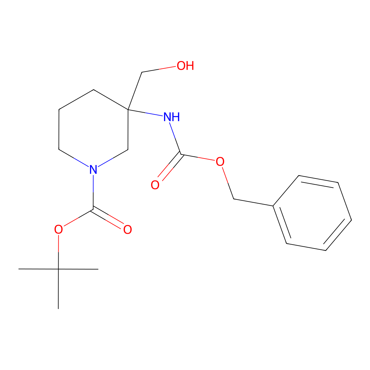 Tert-butyl 3-{[(benzyloxy)carbonyl]amino}-3-(hydroxymethyl)piperidine-1-carboxylate molecular structure, CAS 2139106-23-1