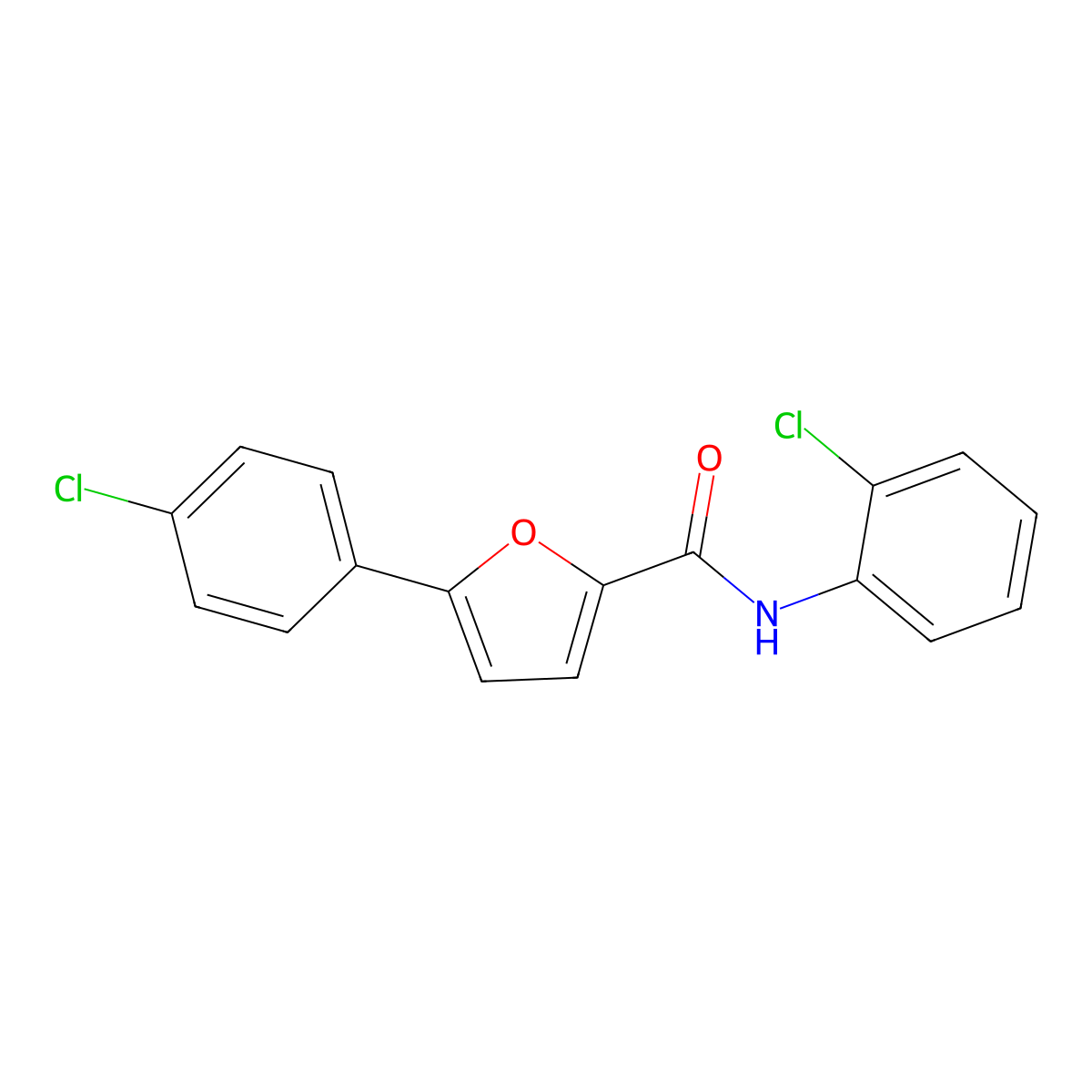 N-(2-chlorophenyl)-5-(4-chlorophenyl)furan-2-carboxamide molecular structure, CAS 213911-03-6