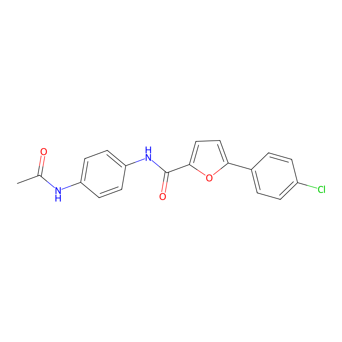 N-(4-acetamidophenyl)-5-(4-chlorophenyl)furan-2-carboxamide molecular structure, CAS 213911-08-1