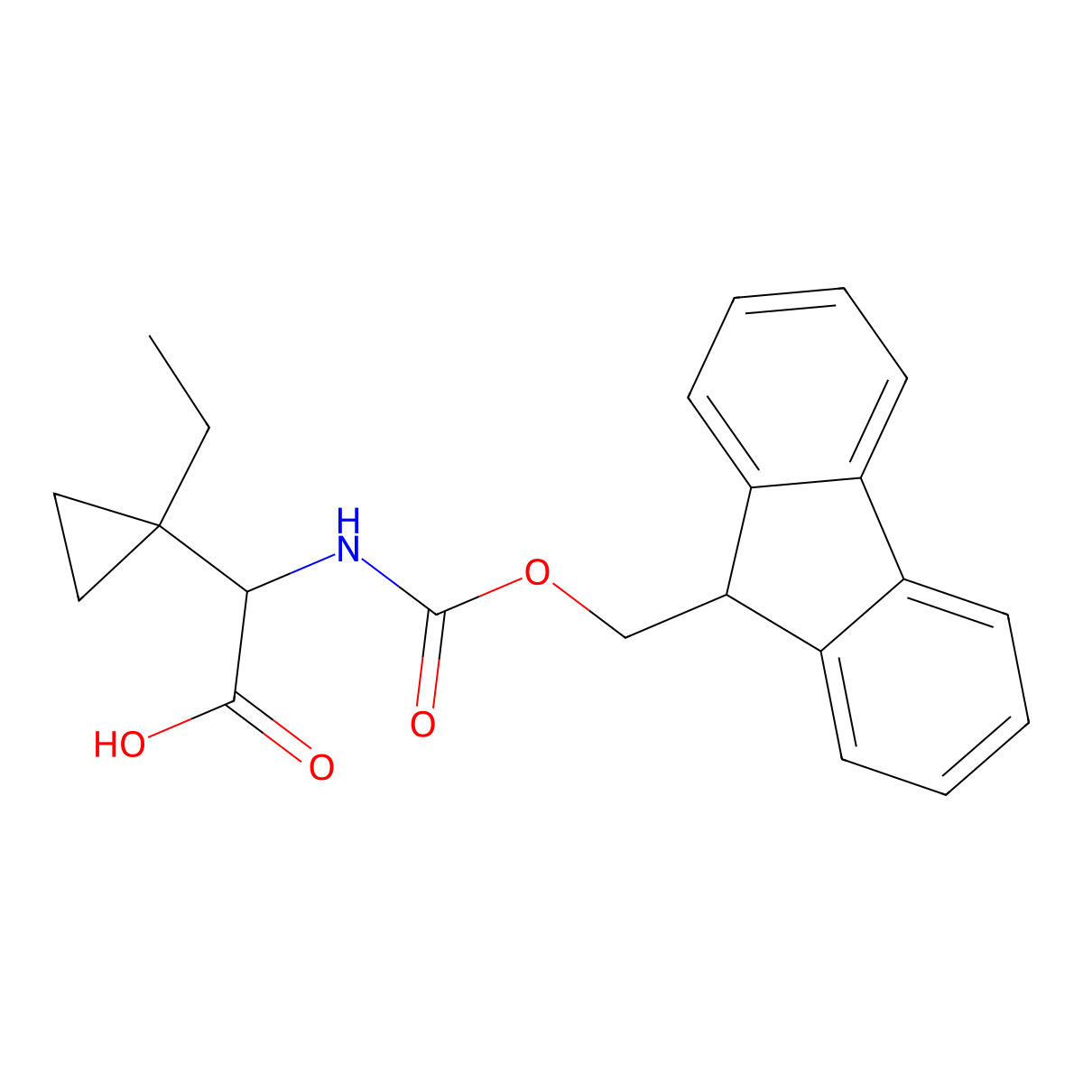 2-(1-ethylcyclopropyl)-2-({[(9H-fluoren-9-yl)methoxy]carbonyl}amino)acetic acid molecular structure, CAS 2139115-40-3