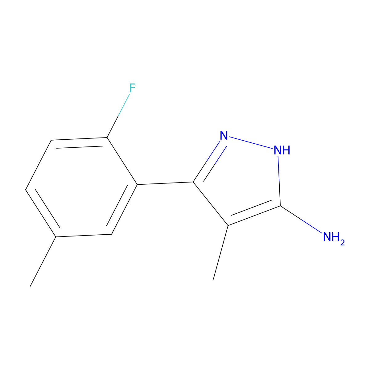 3-(2-Fluoro-5-methylphenyl)-4-methyl-1h-pyrazol-5-amine molecular structure, CAS 2139123-83-2