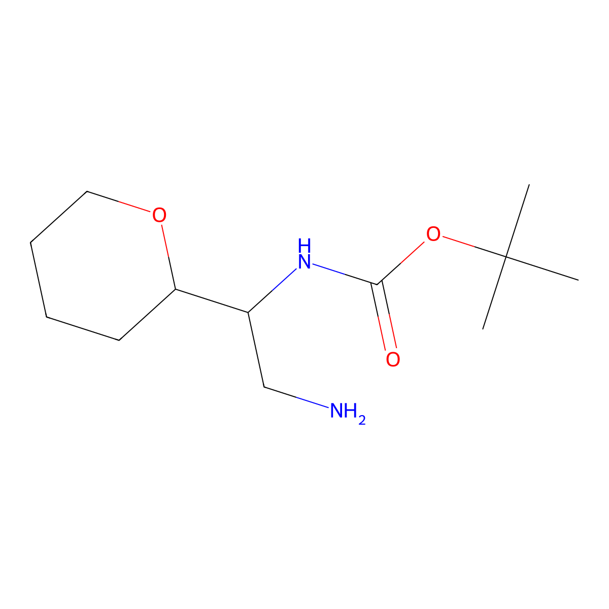 tert-butyl N-[2-amino-1-(oxan-2-yl)ethyl]carbamate molecular structure, CAS 2139143-52-3