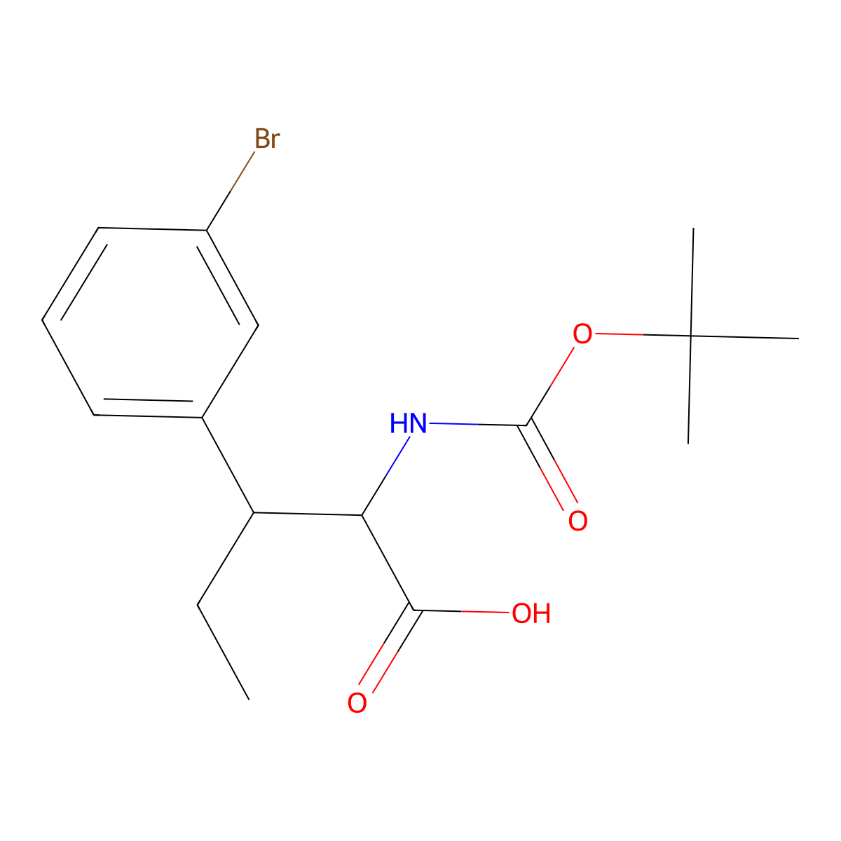 3-(3-Bromophenyl)-2-((tert-butoxycarbonyl)amino)pentanoic acid molecular structure, CAS 2139153-76-5