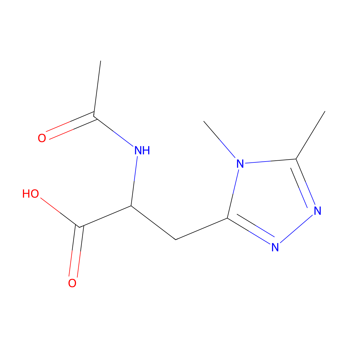 3-(dimethyl-4H-1,2,4-triazol-3-yl)-2-acetamidopropanoic acid molecular structure, CAS 2139168-38-8