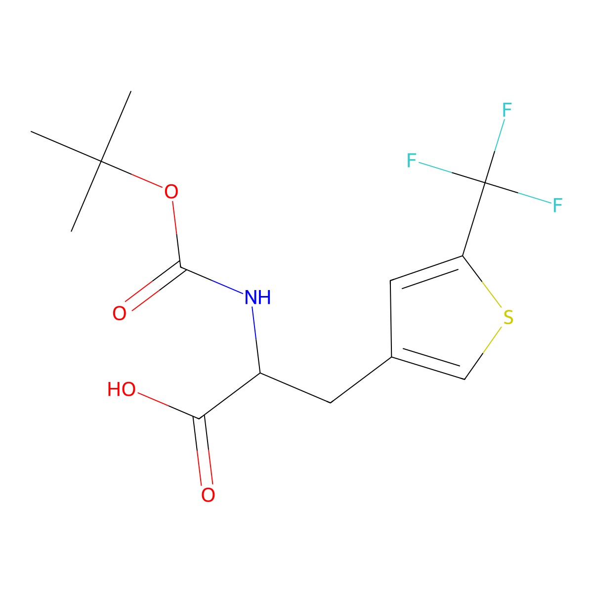 2-{[(Tert-butoxy)carbonyl]amino}-3-[5-(trifluoromethyl)thiophen-3-yl]propanoic acid molecular structure, CAS 2139203-06-6