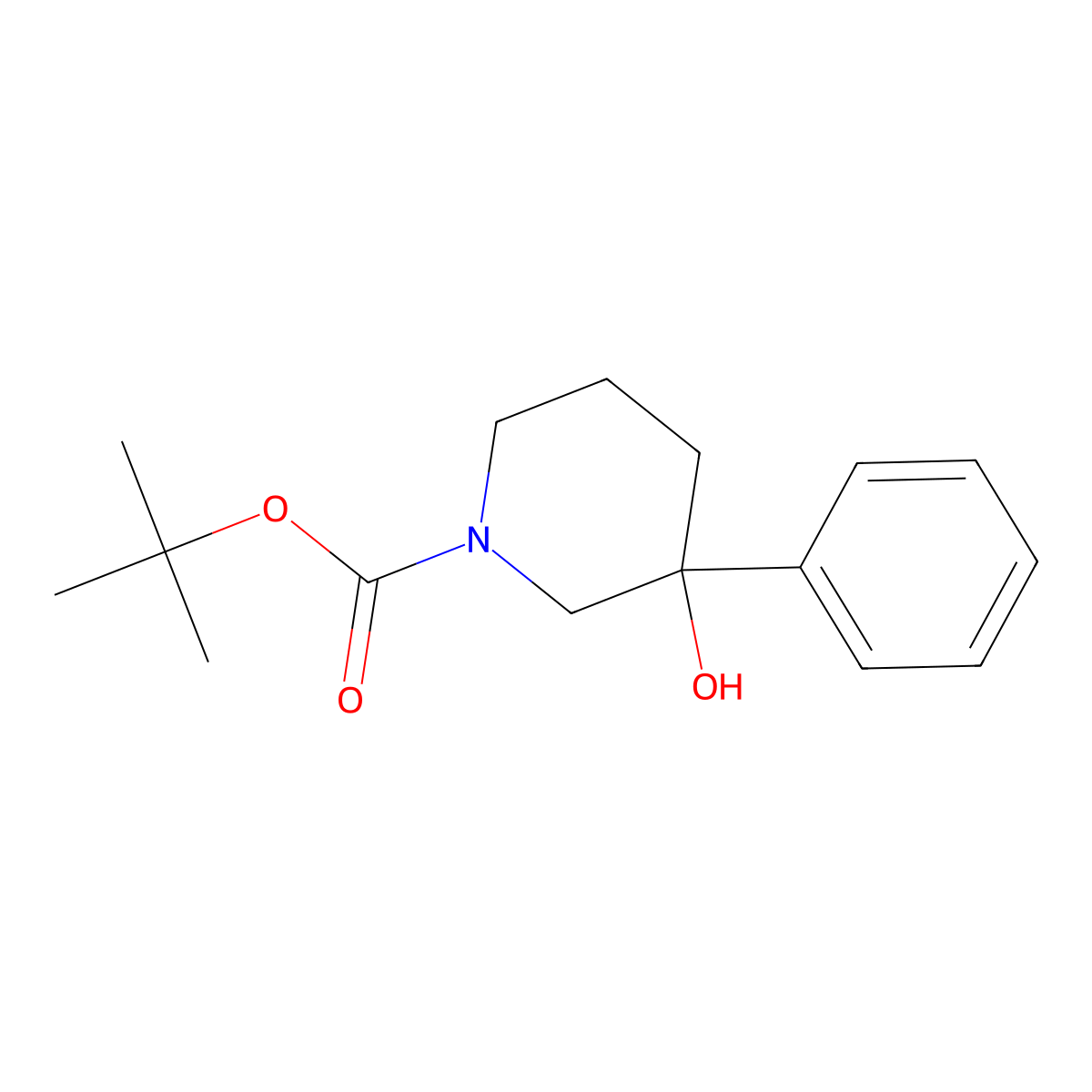 Tert-butyl 3-hydroxy-3-phenylpiperidine-1-carboxylate molecular structure, CAS 213923-81-0