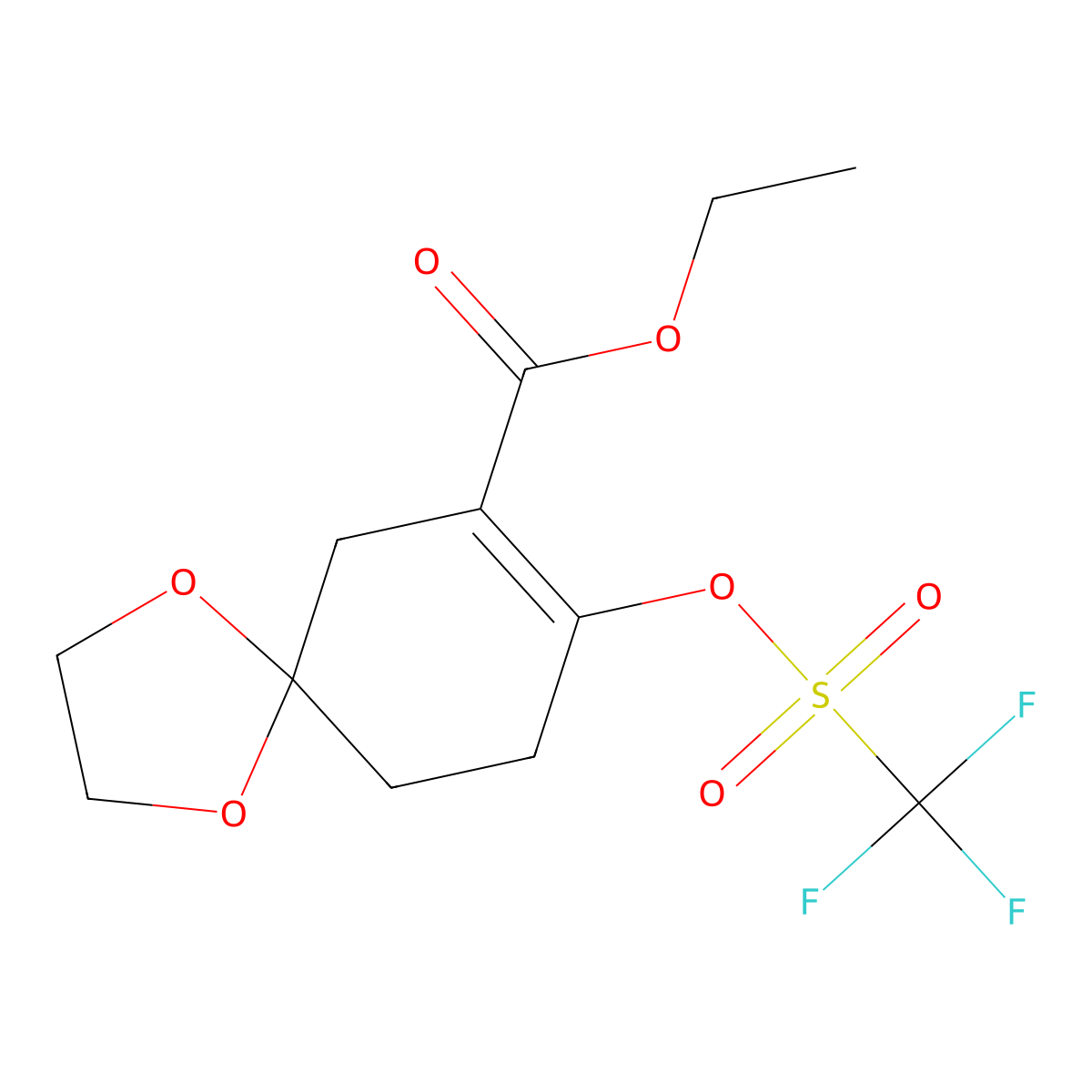 Ethyl 8-(((trifluoromethyl)sulfonyl)oxy)-1,4-dioxaspiro[4.5]dec-7-ene-7-carboxylate molecular structure, CAS 213924-79-9